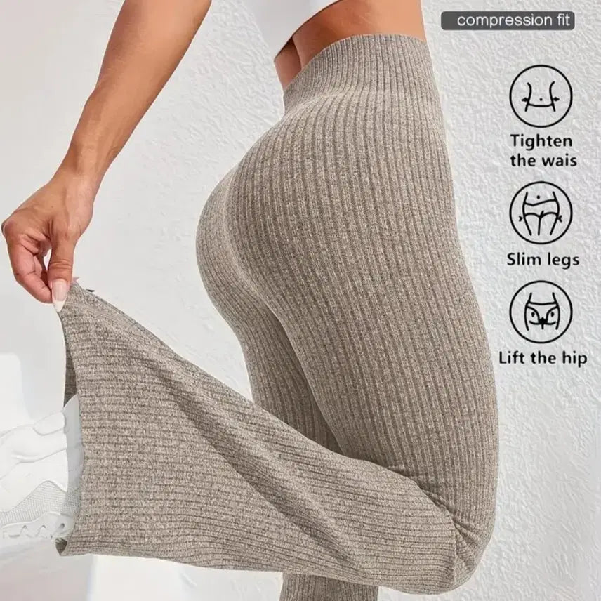 [BUNJANG] High-Waist Ribbed Bootcut Leggings / 하이웨스트 골지부츠컷 레깅스 (새 상품)