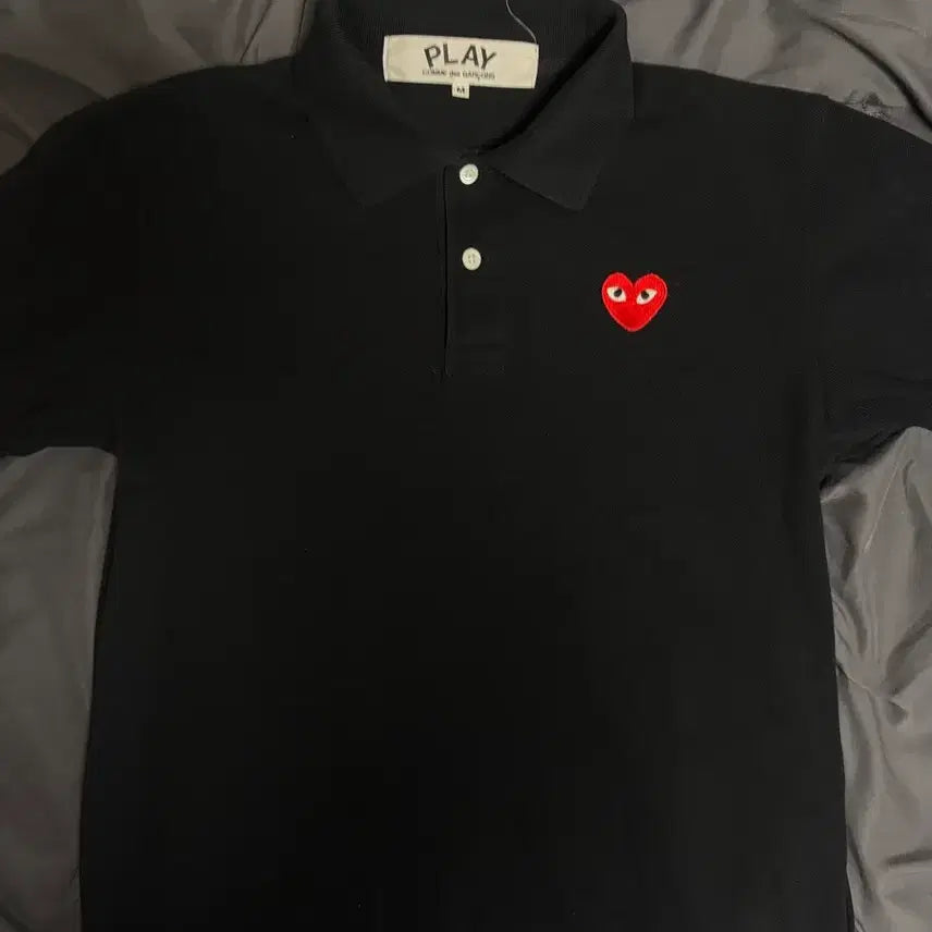 [BUNJANG] Comme des Garçons Play Black Cotton Polo Shirt M / 꼼데가르송 플레이 카라티 블랙 m