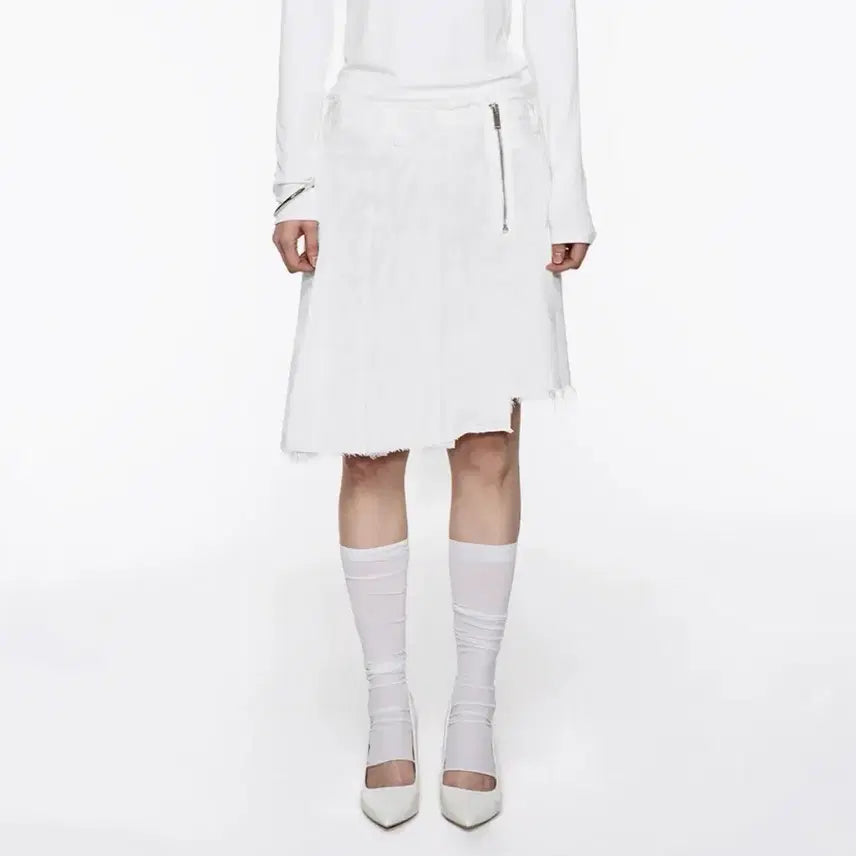 [BUNJANG] RockCake Jacquard Pleated Skirt White / S) 새상품 락케이크 자카드 플리츠 스커트 화이트