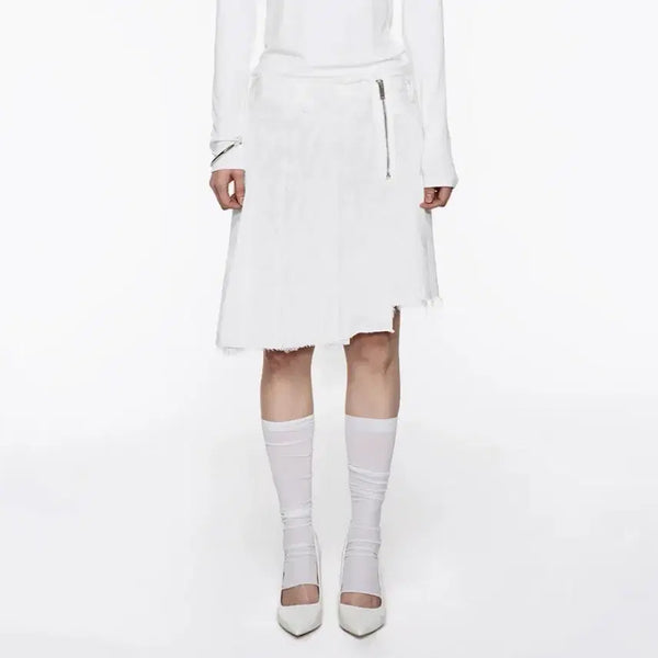[BUNJANG] RockCake Jacquard Pleated Skirt White / S) 새상품 락케이크 자카드 플리츠 스커트 화이트