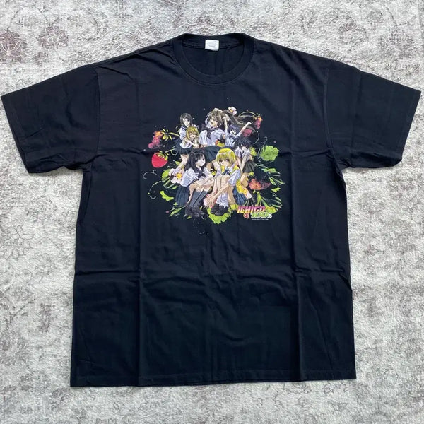 [BUNJANG] Strawberry 100% Bootleg Anime T-Shirt / 딸기100% 부틀렉 애니메이션 티셔츠 애니티