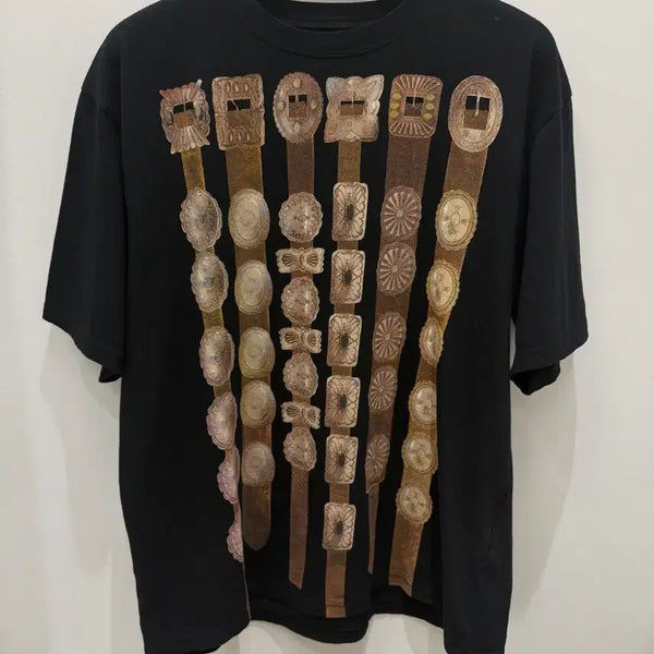 [BUNJANG] Kapital Concho Belt Short Sleeve T-Shirt Black / 캐피탈 콘초 벨트 반팔티 블랙