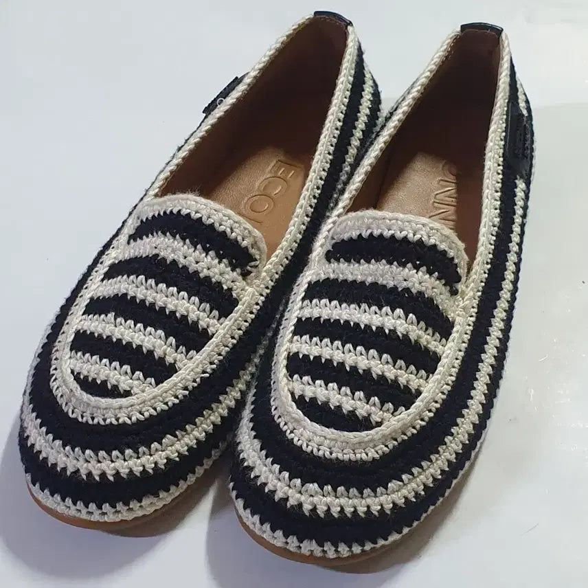 [BUNJANG] Suecomma Bonnie Stripe Crochet Knit Loafers Size 250-255mm / 슈컴마보니 스트라이프 크로세 니트 로퍼  징찬은고래도춤추게