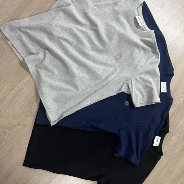 [BUNJANG] Solid Homme Gradient Embroidered Back Logo T-Shirt Black/Navy/Gray Size 50 / [50] 솔리드옴므 그라데이션 자수 백로고 티셔츠 블랙/네이비/그레이