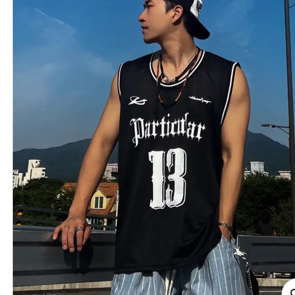 [BUNJANG] Unisex Mesh Sleeveless T-Shirt Black / 13메쉬 박시나시티(남여공용)