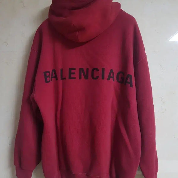 [BUNJANG] Balenciaga Back Logo Hoodie Burgundy / 발렌시아가 백로고 후드