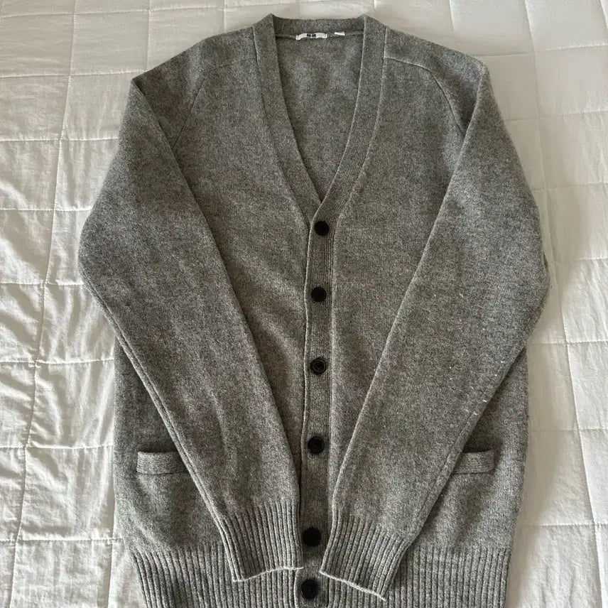 [BUNJANG] Uniqlo Lambswool Cardigan Grey L / 유니클로 램스울 가디건 그레이 L