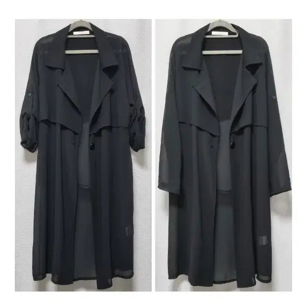 [BUNJANG] The East Shop See-through Chiffon Long Trench Coat / 더이스트샵 시스루 쉬폰 롱 트렌치코트