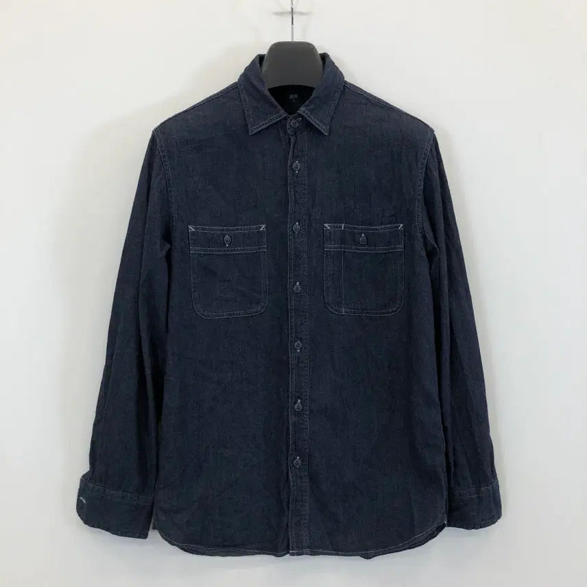 [BUNJANG] Uniqlo Chambray Work Shirt (Dark Blue, M) / 유니클로 샴브레이 워크셔츠 M 진청