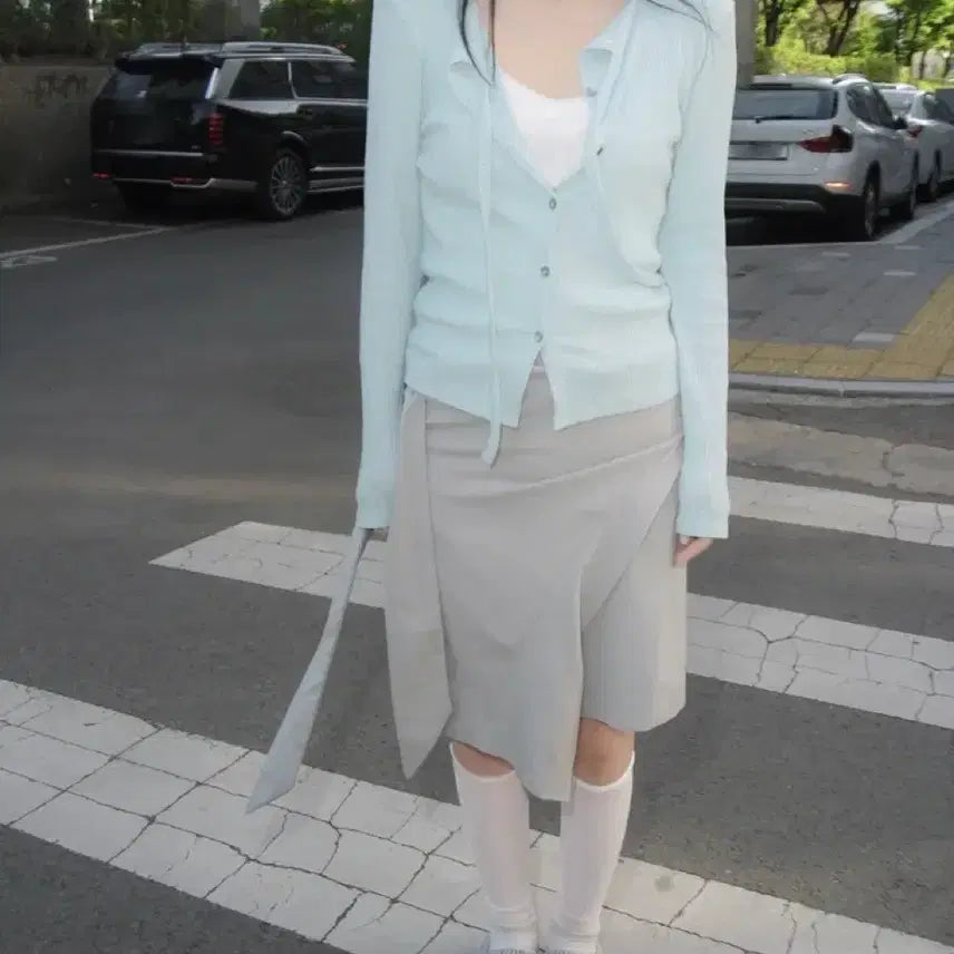 [BUNJANG] Wrap Asymmetrical Midi Skirt / 랩 언발 미디스커트