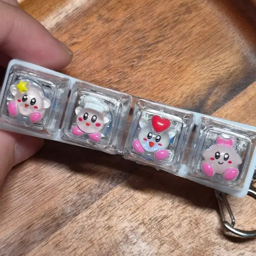 [BUNJANG] Kirby 4-Key LED Keycap Keyring / 별의 커비 4구 LED 키캡키링