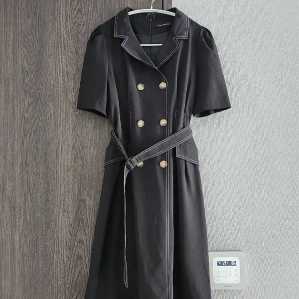[BUNJANG] Maison Blanche Belted Stitch Dress / 메종블랑쉬 벨티드 스티치 원피스 55~날씬66