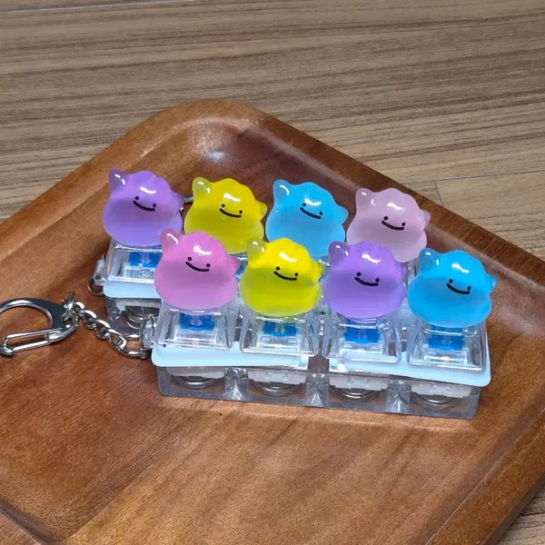 [BUNJANG] Pokemon Ditto 4-Keycap LED Keyring / 포켓몬 메타몽 4구 LED 키캡키링