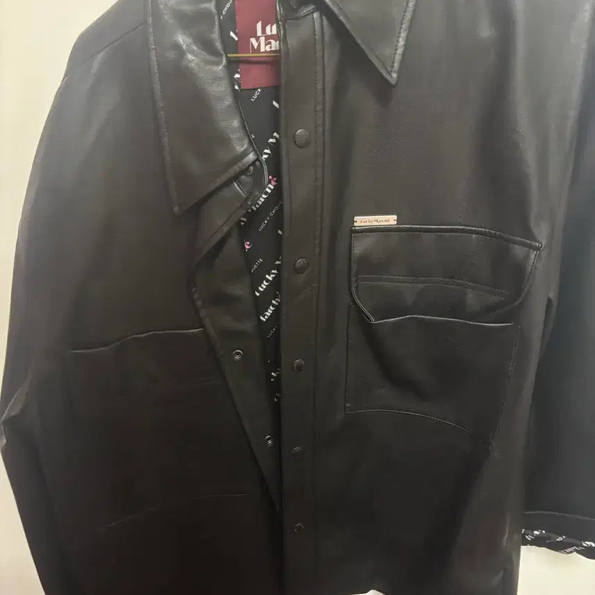 [BUNJANG] Lucky Marche Leather Jacket Black / 럭키마르쉐 가죽 자켓 블랙