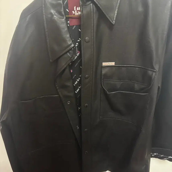 [BUNJANG] Lucky Marche Leather Jacket Black / 럭키마르쉐 가죽 자켓 블랙
