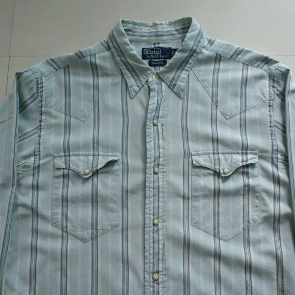 [BUNJANG] Polo Ralph Lauren 90s Vintage Stripe Western Shirt L / [아카이브] 90s 올드폴로 랄프로렌 스트라이프 웨스턴셔츠 L