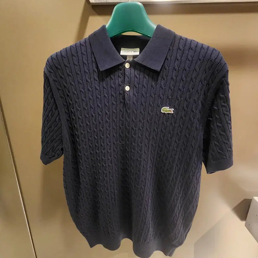 [BUNJANG] Lacoste Men's Cable Knit Short Sleeve Sweater Polo / (새상품)라코스테 남성 케이블 반팔 스웨터 폴로 (카라티) (꽈배기)