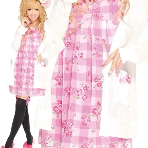 [BUNJANG] MA*RS Sugar Gloss Pink Rose Check Dress / MA*RS sugar gloss 핑크 로즈 체크 원피스