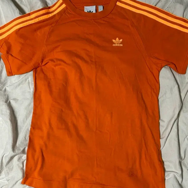 [BUNJANG] Adidas Orange Three-Stripes Short-Sleeve T-Shirt / 아디다스 오렌지 삼선 반팔 티셔츠