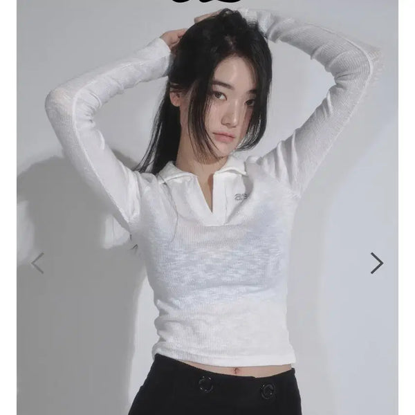 [BUNJANG] AZON IVY COLLAR LONG SLEEVE WHITE / 애즈온 IVY COLLAR LONG SLEEVE WHITE