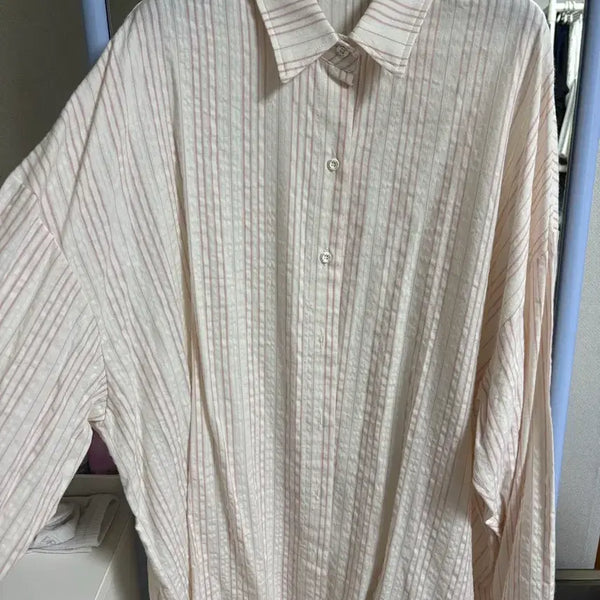 [BUNJANG] Blumin Travel Check Shirt (Stripe Cream/Pink, Grey/Cream) / 블루민 여행 체크남방 2종