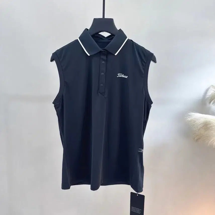 [BUNJANG] Women's Sleeveless Golf Top - Black & White / 여성 골프 민소매 티 블랙&화이트