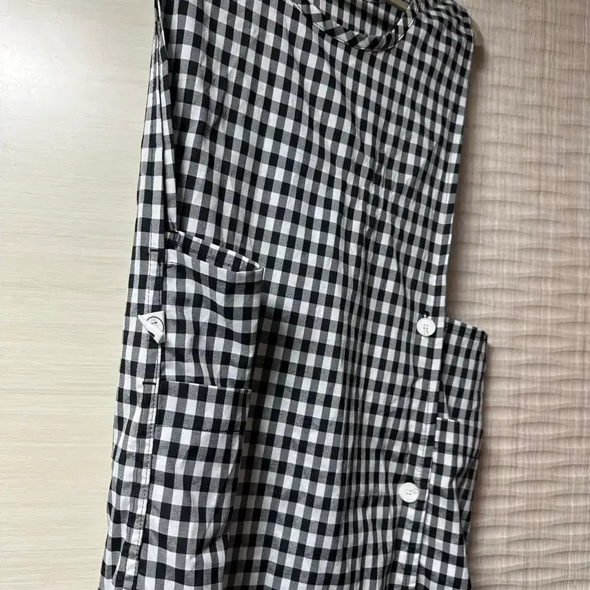 [BUNJANG] Miso쌤 Check Pattern One-Piece Apron / 미소쌤 체크 패턴 원피스 앞치마(새상품)