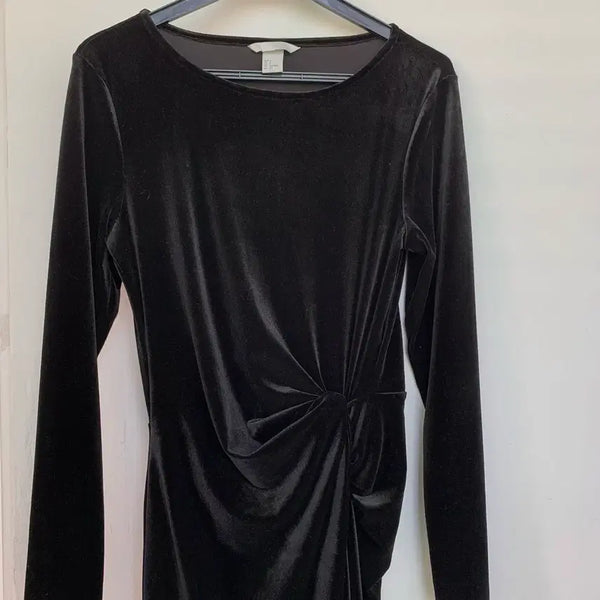 [BUNJANG] H&M Velvet Shirring Dress & Stockings Set / H&M 벨벳 셔링 원피스 스타킹 세트
