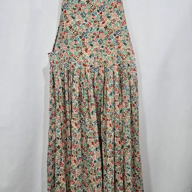 [BUNJANG] Japanese Vintage Handmade Floral Print Cotton Overalls Dress / 일본빈티지 퀄리티 좋은 면원단 맞춤옷 꽃무늬 멜빵 원피스 sst