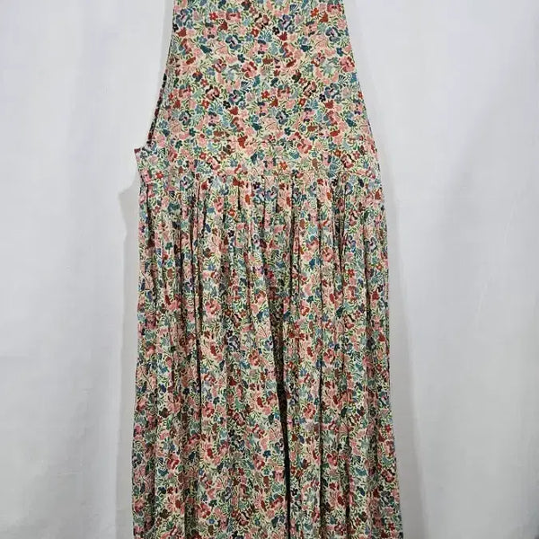 [BUNJANG] Japanese Vintage Handmade Floral Print Cotton Overalls Dress / 일본빈티지 퀄리티 좋은 면원단 맞춤옷 꽃무늬 멜빵 원피스 sst