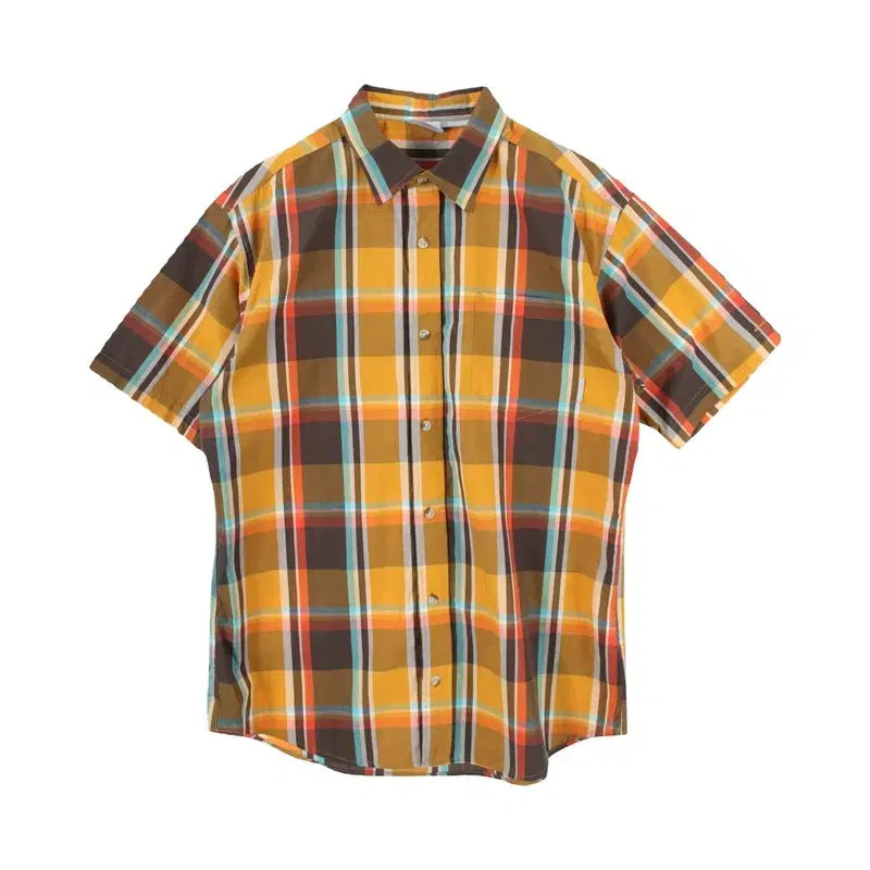 [BUNJANG] Columbia Men's Poly Cotton Check Pattern Short Sleeve Shirt XL / 컬럼비아 (MEN - XL) 폴리 코튼 체크 패턴 반팔 셔츠
