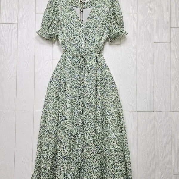 [BUNJANG] Shirred Hem Chiffon Dress / 밑단쭈그리 쉬폰원피스