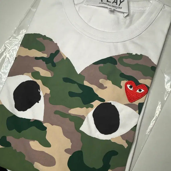 [BUNJANG] Comme des Garçons PLAY Camo Pattern Short Sleeve T-Shirt XL / 꼼데가르송 플레이 카모 패턴 반팔 티셔츠 카모플라주 xl