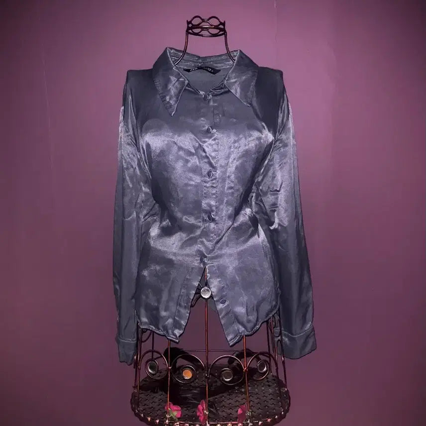 [BUNJANG] Blue Silk Shirt / 블루실크셔츠
