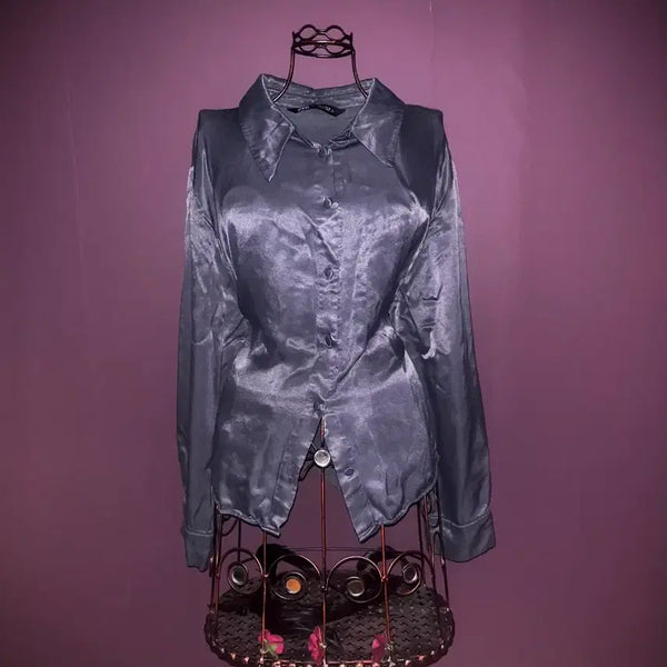 [BUNJANG] Blue Silk Shirt / 블루실크셔츠