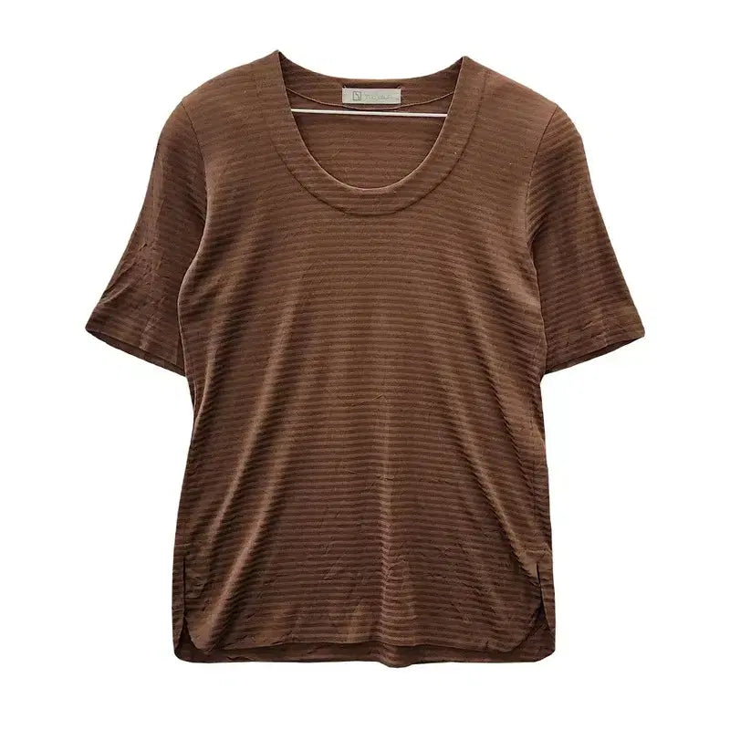[BUNJANG] Japanese Avant-Garde Stripe Linen Short Sleeve T-Shirt / 재패니즈 아방가르드 스트라이프 린넨 반팔 티 MADE IN JAPAN