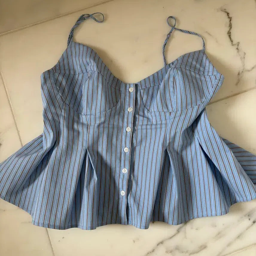 [BUNJANG] ZARA Poplin Bustier Tank Top / ZARA 자라 포플린 뷔스티에 나시 탑