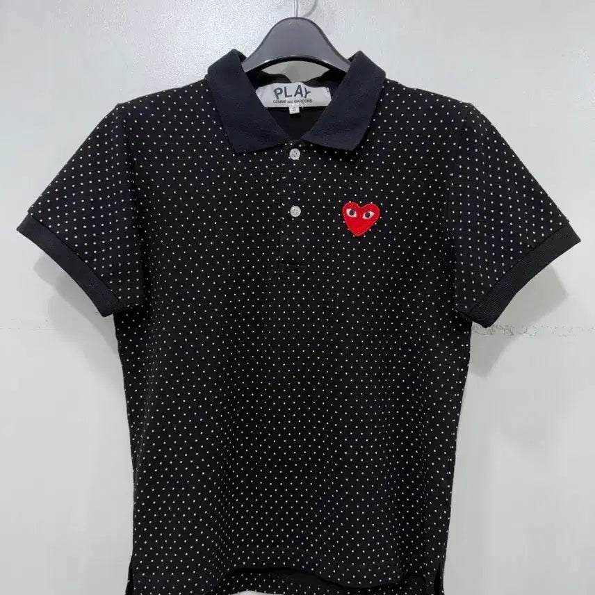 [BUNJANG] Comme des Garçons Play Heart Dot Collar T-Shirt Black / 꼼데가르송 플레이 하트 도트 카라티 블랙
