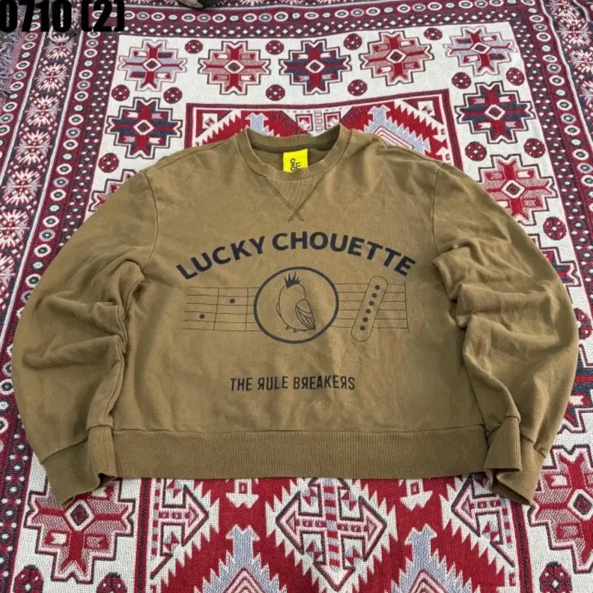 [BUNJANG] Luckey Chouette Sweatshirt Khaki / 럭키슈에뜨 맨투맨 카키
