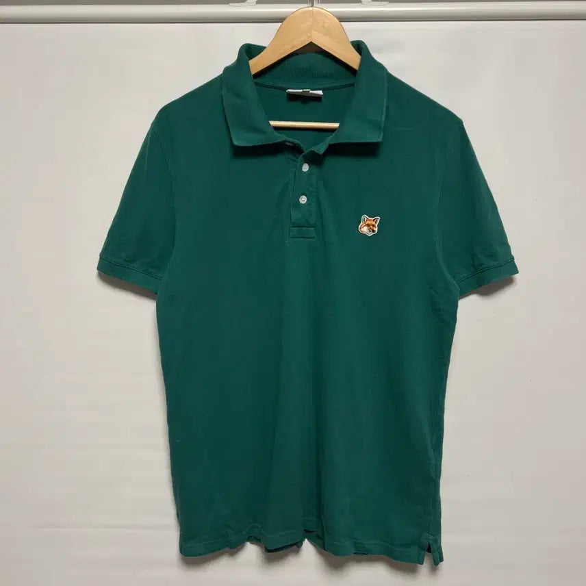 [BUNJANG] Maison Kitsuné Fox Head Polo T-Shirt Green M / [정품/M] 메종키츠네 폭스헤드 초록그린 폴로 카라티 반팔
