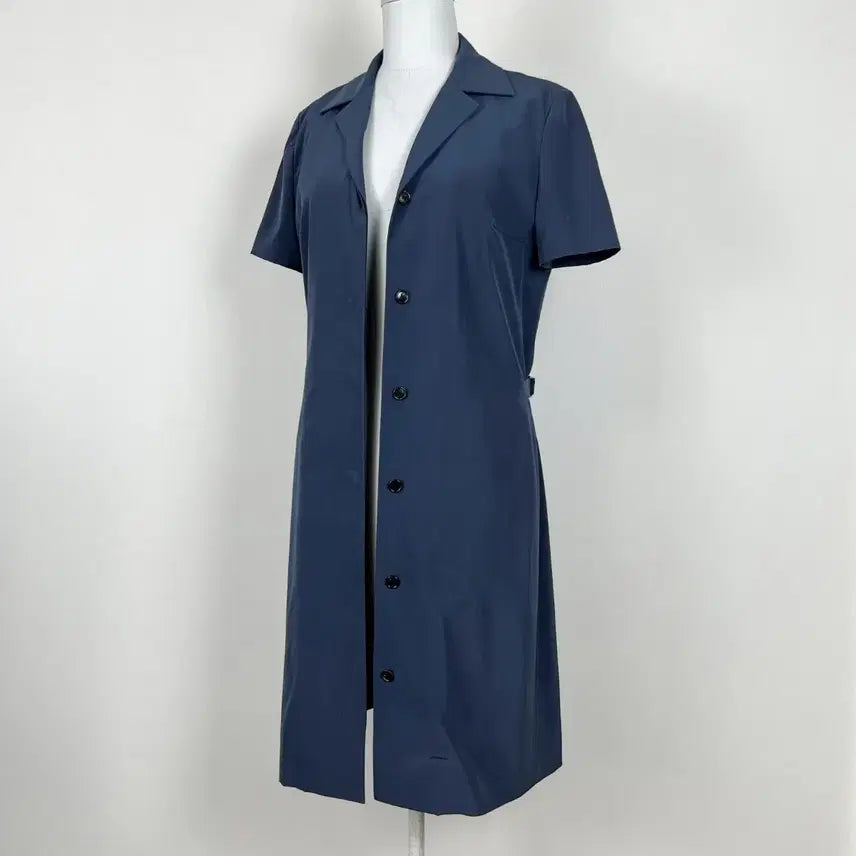 [BUNJANG] TIME Navy Spandex Short Sleeve Long Jacket Dress / TIME 타임 스판 반팔 롱 자켓 원피스 여85 55 S 라덴 빈티지