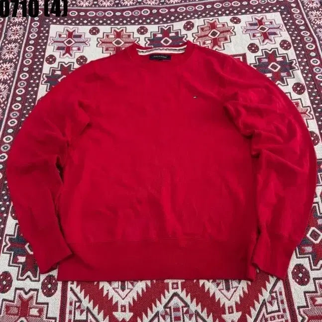 [BUNJANG] Tommy Hilfiger Knit Sweatshirt Red Size S / 타미힐피거 니트 맨투맨 레드 S 0710