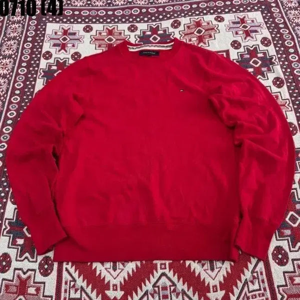 [BUNJANG] Tommy Hilfiger Knit Sweatshirt Red Size S / 타미힐피거 니트 맨투맨 레드 S 0710