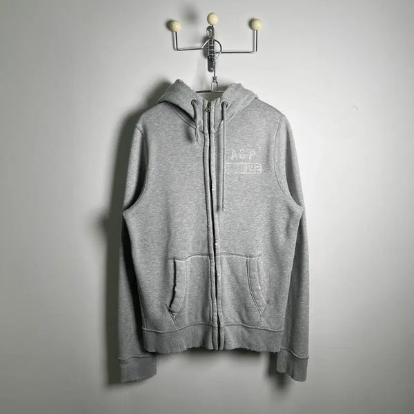 [BUNJANG] Abercrombie & Fitch Logo Grey Zip-Up Hoodie M / 아베크롬비 로고 그레이 후드집업 M