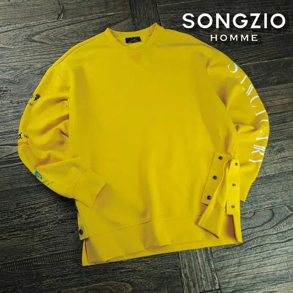 [BUNJANG] Songzio Homme 19 FW Sanctuary Sleeve Trim Sweatshirt Yellow M / 송지오 옴므 19 FW 생츄어리 슬리브 트리밍 맨투맨 P01882