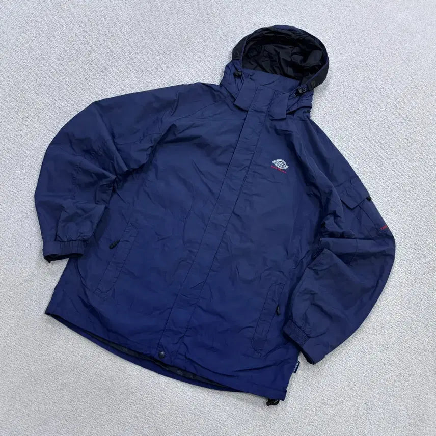 [BUNJANG] Dickies Men's Logo Patch Navy Hooded Windbreaker Jacket / L 디키즈 남성 로고패치 네이비 후드 바람막이 자켓 0625E