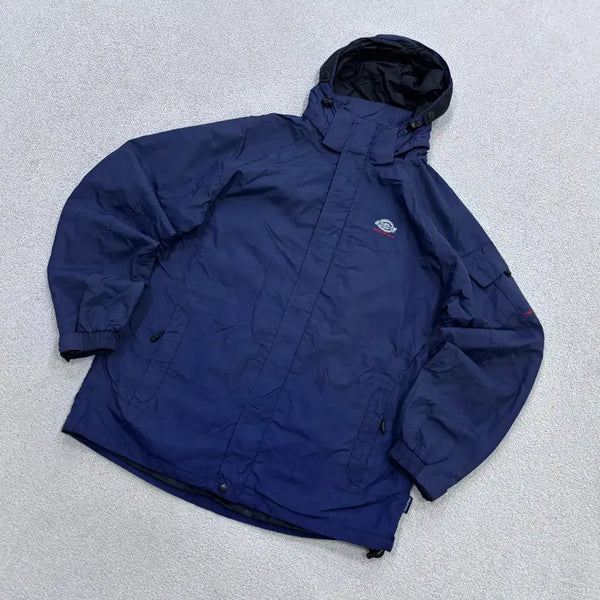 [BUNJANG] Dickies Men's Logo Patch Navy Hooded Windbreaker Jacket / L 디키즈 남성 로고패치 네이비 후드 바람막이 자켓 0625E