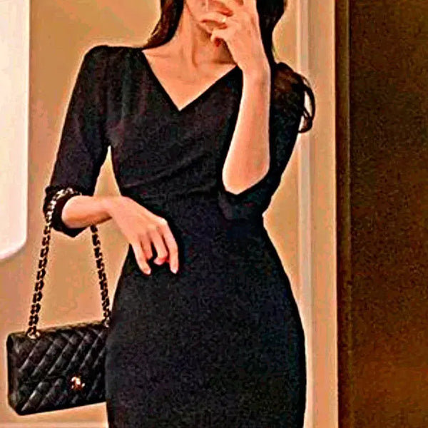 [BUNJANG] Nalongs G. Pearl Shirring Dress / 나롱쥐 캡 펄 셔링 원피스 포인트 드레스 섹시 홀복 정장 데이트룩 하객룩