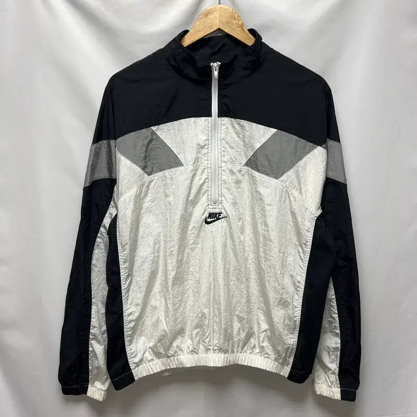 [BUNJANG] Nike Reissue Middle Swoosh White Windbreaker Half-Zip Top (M) / [정품/M] 나이키 리이슈 우븐 미들스우시 화이트 바람막이 반집업