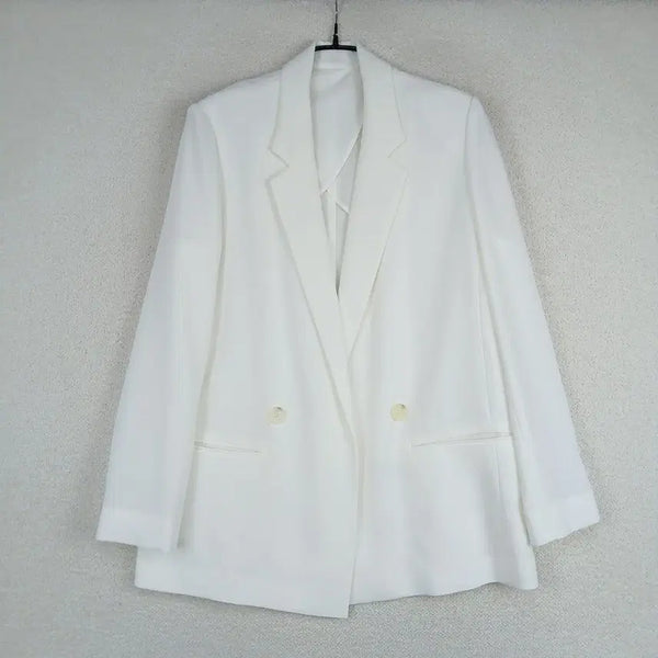 [BUNJANG] LIST Women's White Open Double-Button Jacket (Size 66) / 리스트 여성 화이트 오픈형 더블버튼 자켓(66)